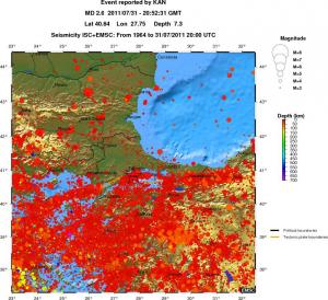 regional depth historical seismicity