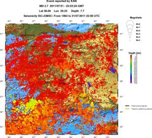 regional depth historical seismicity