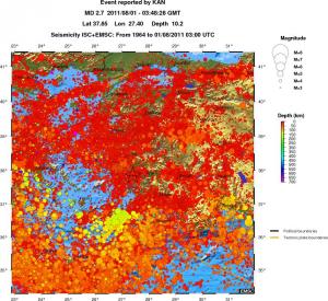 regional depth historical seismicity