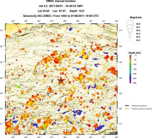regional depth historical seismicity