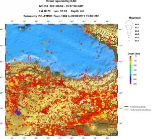 regional depth historical seismicity