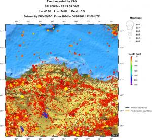 regional depth historical seismicity