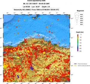 regional depth historical seismicity