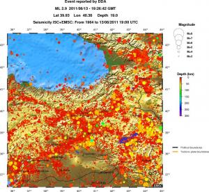 regional depth historical seismicity