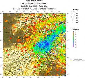 regional depth historical seismicity