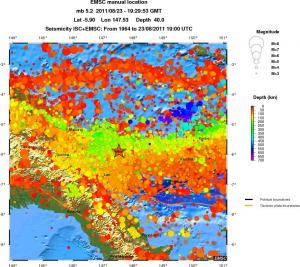 regional depth historical seismicity