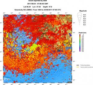 regional depth historical seismicity
