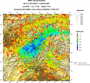 regional depth historical seismicity