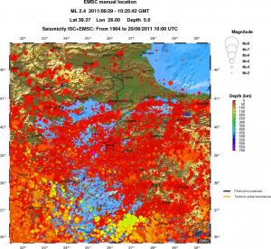 regional depth historical seismicity