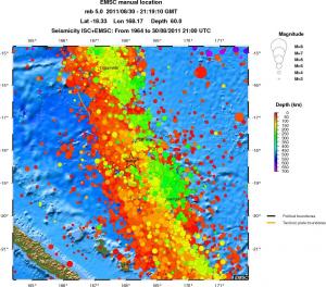 regional depth historical seismicity