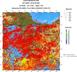 regional depth historical seismicity