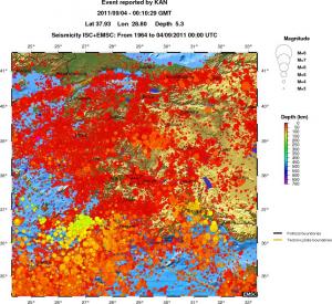 regional depth historical seismicity