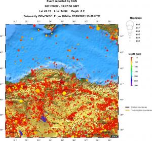 regional depth historical seismicity