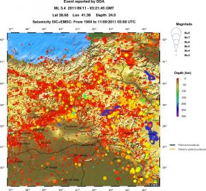 regional depth historical seismicity
