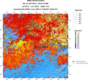 regional depth historical seismicity