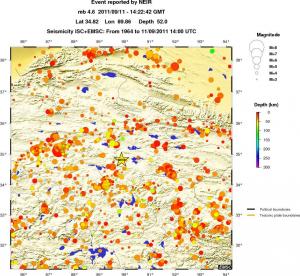 regional depth historical seismicity