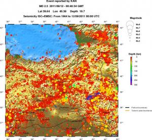 regional depth historical seismicity
