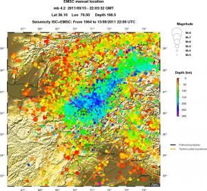 regional depth historical seismicity