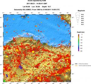 regional depth historical seismicity