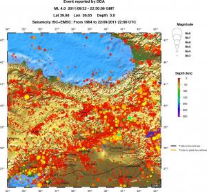 regional depth historical seismicity