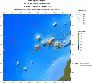 regional depth historical seismicity