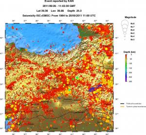 regional depth historical seismicity