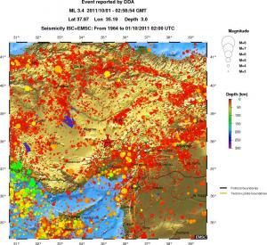 regional depth historical seismicity
