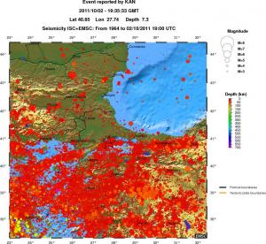 regional depth historical seismicity