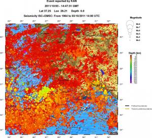 regional depth historical seismicity