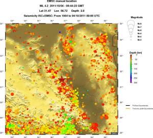 regional depth historical seismicity