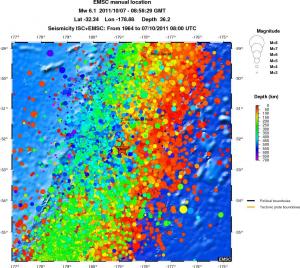 regional depth historical seismicity
