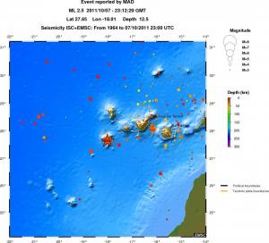 regional depth historical seismicity