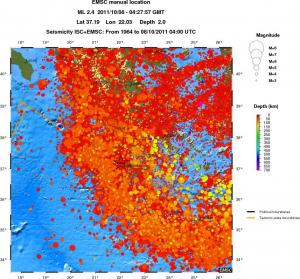 regional depth historical seismicity