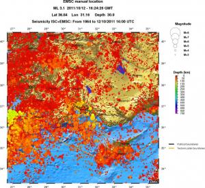 regional depth historical seismicity