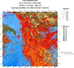 regional depth historical seismicity