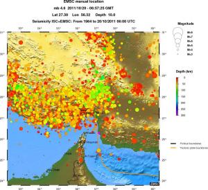 regional depth historical seismicity