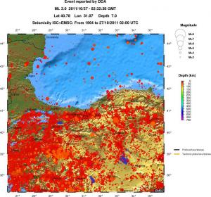 regional depth historical seismicity
