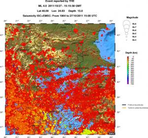regional depth historical seismicity