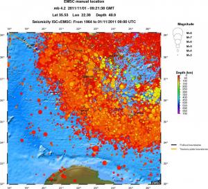 regional depth historical seismicity