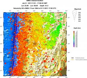 regional depth historical seismicity