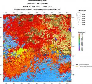 regional depth historical seismicity
