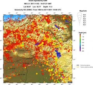 regional depth historical seismicity