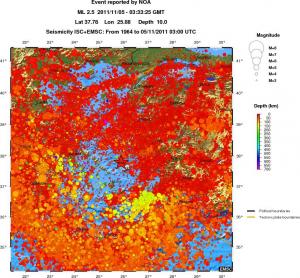 regional depth historical seismicity