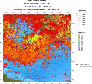 regional depth historical seismicity