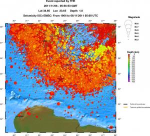 regional depth historical seismicity