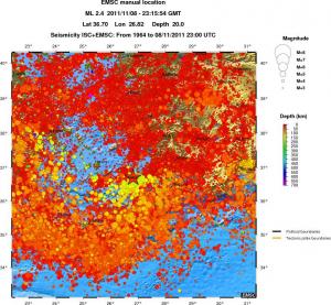 regional depth historical seismicity