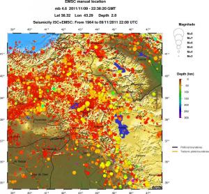 regional depth historical seismicity