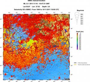 regional depth historical seismicity