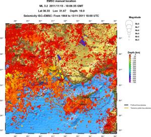 regional depth historical seismicity
