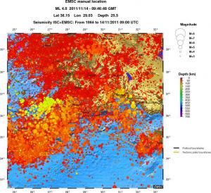 regional depth historical seismicity